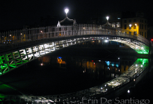 Ha'Penny Bridge at night in Dublin, Ireland
