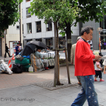 Homeless man sitting in Tokyo's Ginza District